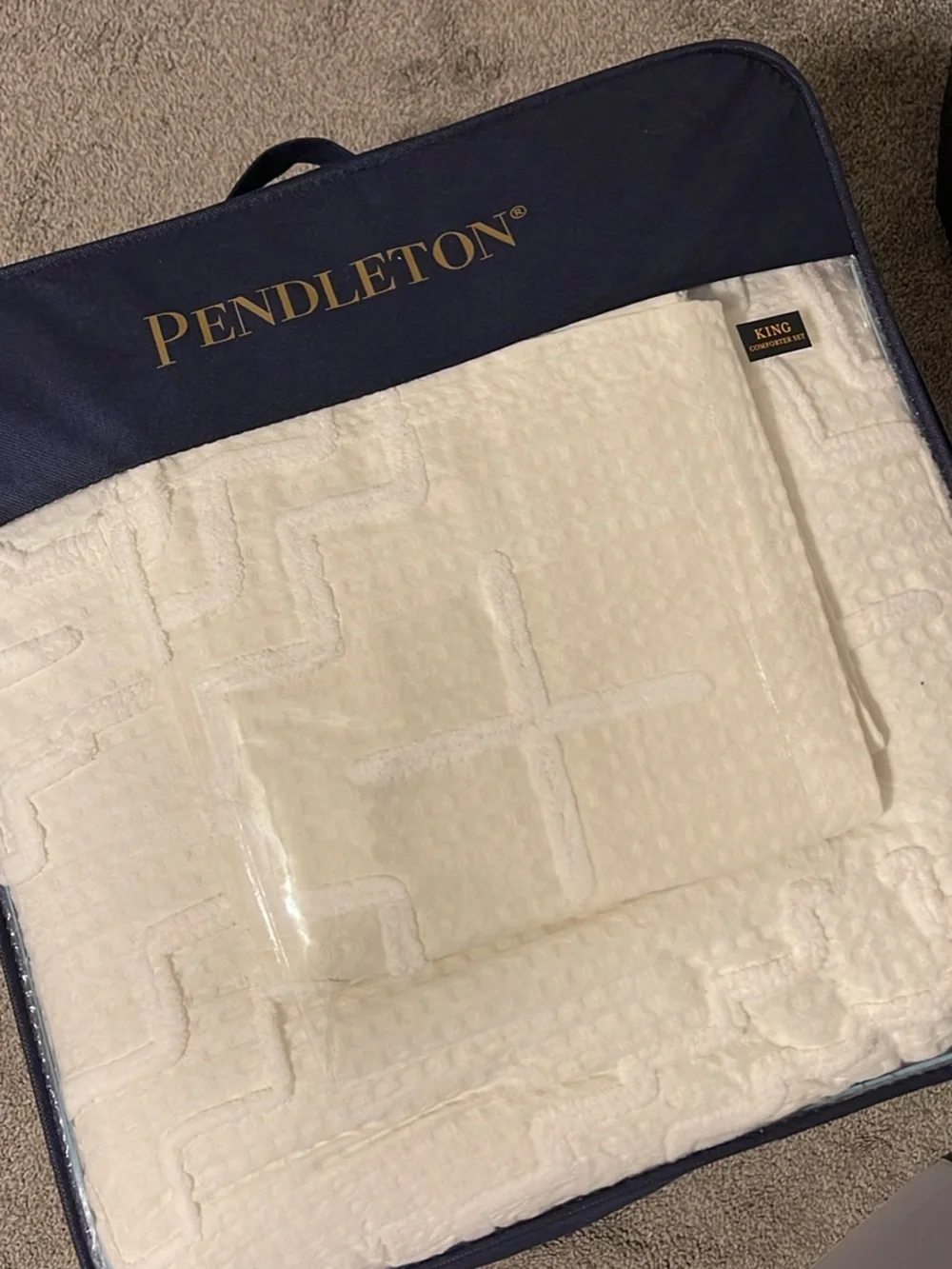 Pendleton Kiva Steps King Comforter and Shams Set Textured Cotton Waffle Weave